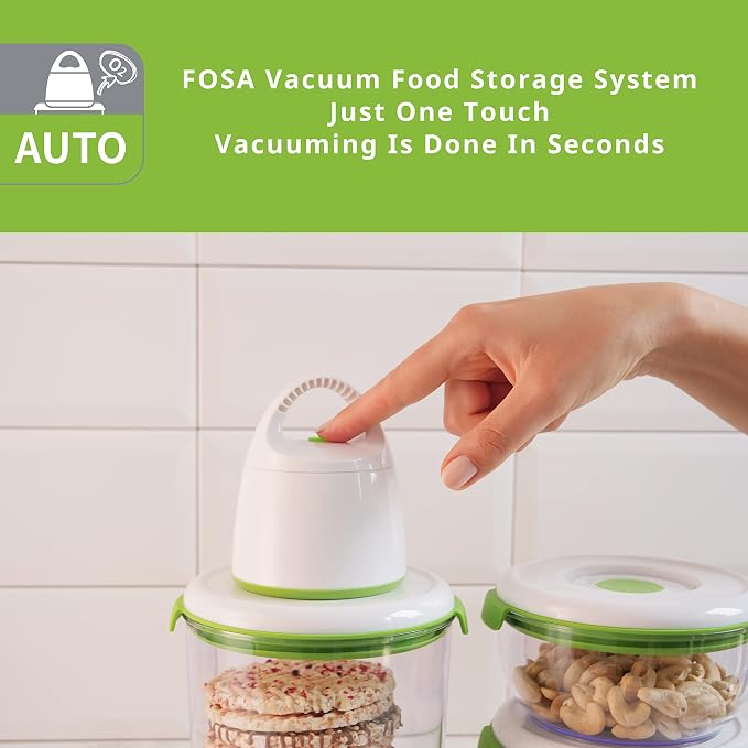 FOSA Starter Set Food Sealer Vacuum Sealer Reusable Container Set - Premium Vacuum Sealers for Food Storage, Airtight Preservation - Includes Turtle Vacuum Pump and 3 Vacuum Seal Containers - Image 4