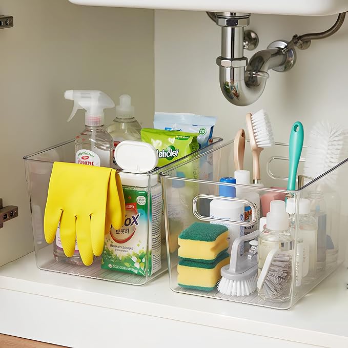 Clear Fridge Organizer Bins with Handles, 4 Pack Large 11.5×7.5×6 Inch - Image 4