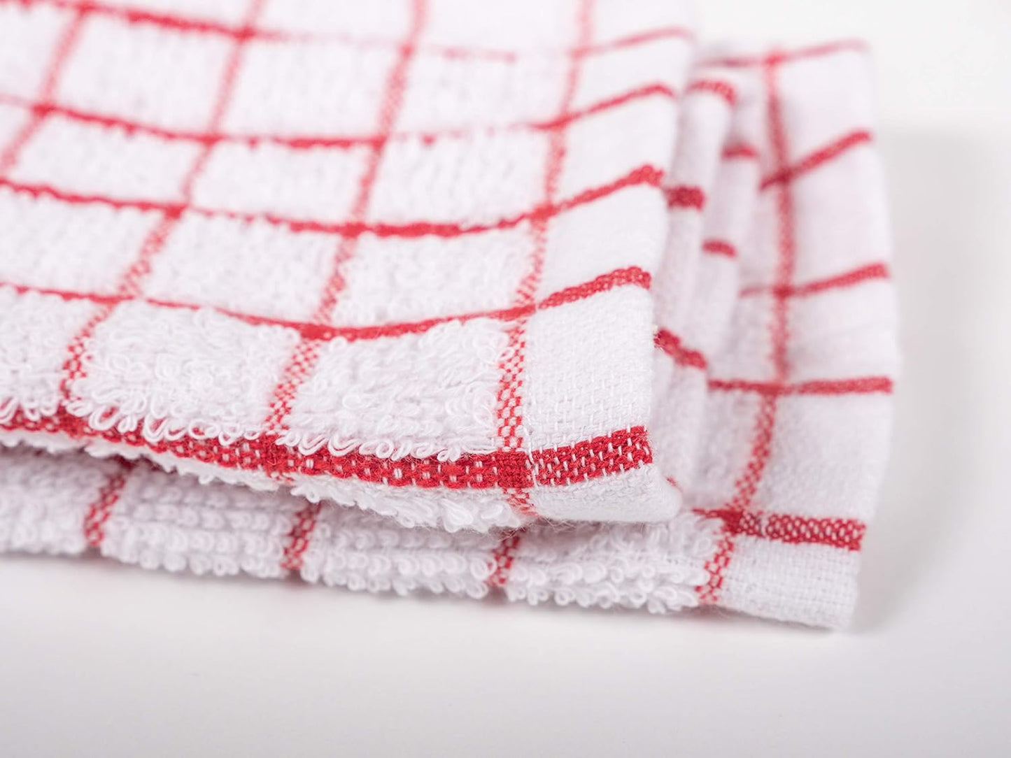 KAF Home Pantry 100% Cotton Checkered Grid Dish Cloths | Set of 6, 12 x 12 Inches | Absorbent and Machine Washable | Perfect for Cleaning Counters, and Any Household Spills - Red