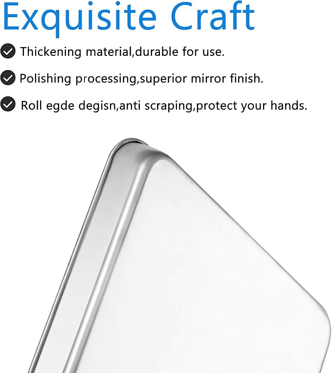 Baking Sheets Set of 5, Bastwe Stainless Steel Baking Pan Tray Cookie Sheet, Size 10 x 8 x 1 inch, Non Toxic & Healthy, Rust Free & Easy Clean - Image 4