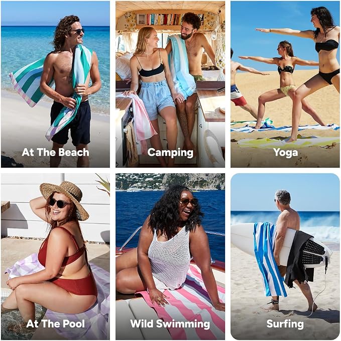 Dock & Bay Beach Towel - Quick Dry, Sand Free - Compact, Lightweight - 100% Recycled - Includes Bag - Pastel Pier - Extra Large (200x90cm, 78x35) - Image 4