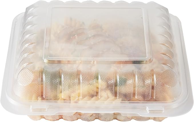 Restaurantware 40 oz Square Frosted Plastic Clamshell Container, 100 Pack - Image 10