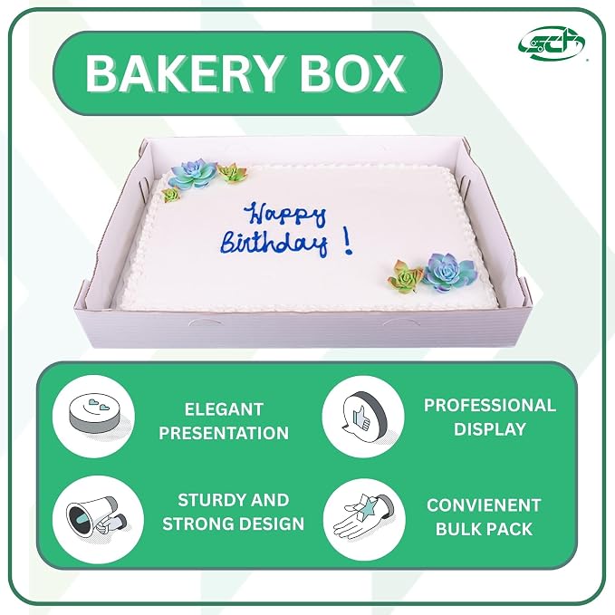 SCT White Corrugated Sheet Cake Bottom (25 Pack), 25.875x18x4, Sturdy 25 inch Cake Box, Perfect for Full Sheet Cakes, White Cookie Disposable Tray, 1190 - Image 3