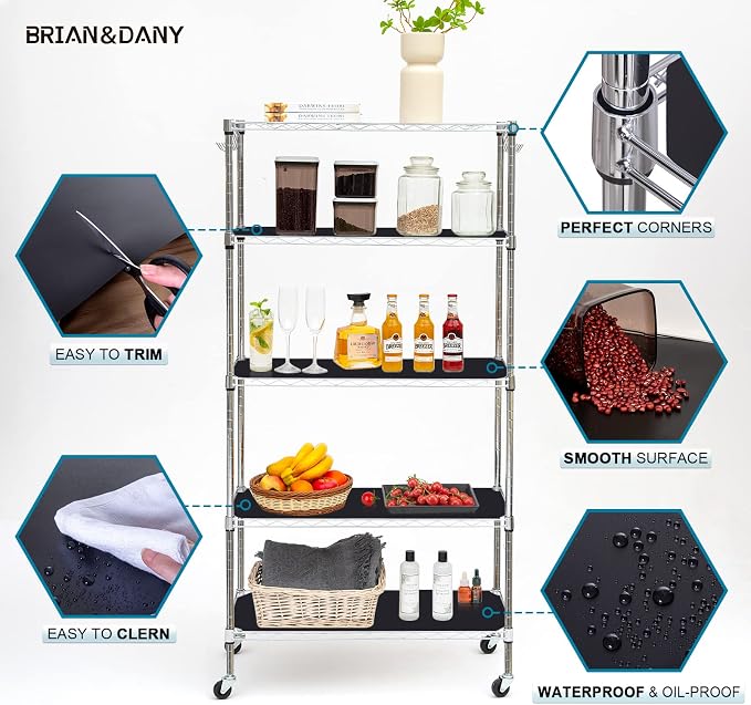 BRIAN & DANY Wire Shelf Liner 14" X 36", Heavy Duty Shelf Liners for Wire Shelving, Waterproof Protector Mats, Set of 4, Black - Image 4