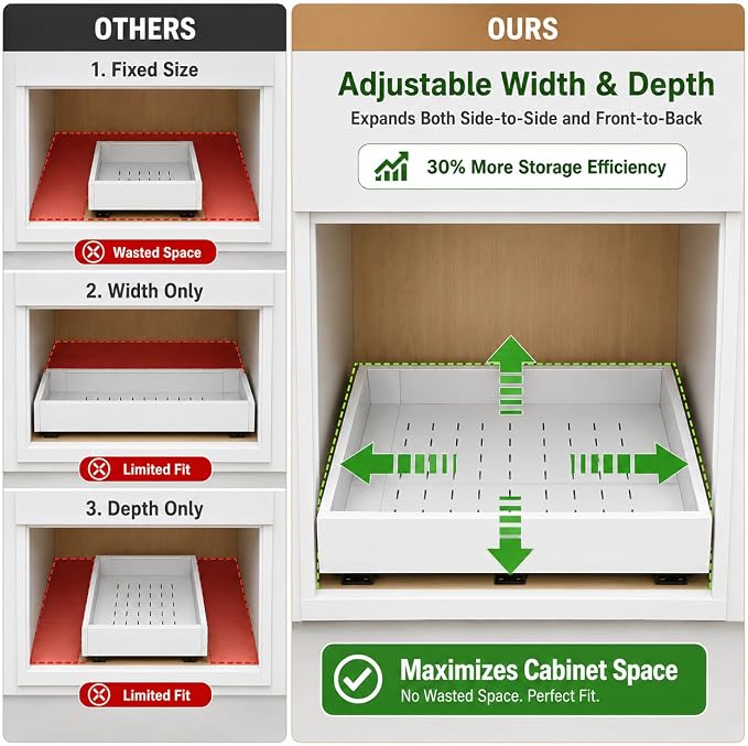 Fokyfok 2PC Pull out Cabinet Organizer,Expandable,Upper Cabinet,Kitchen - Image 3