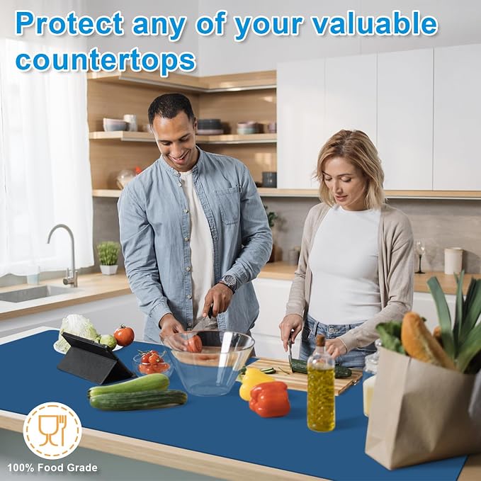 AECHY Silicone Mats for Kitchen Counter 47"x23.6"x0.08”, Largest Heat Resistant Mat Shipped Rolled Up Kitchen Island Silicone Countertop Protector Mat Nonslip Extra Large Counter Mat, Blue | Largest Size, Heat Resistant, Nonslip, Extra Large Countertop... - Image 4