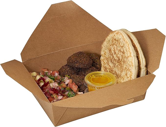 Take Out Food Containers 45 oz Kraft Brown Paper Take Out Boxes Microwaveable Leak Grease Resistant Containers - To Go Containers Restaurant, Catering, Food Truck - Recyclable Lunch Box #8 (50) - Image 4