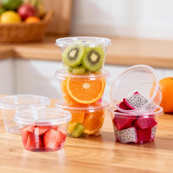 BYSNOW 400 Sets 2 oz Plastic Jello Shot Cups with Lids, Small Portion Cups | Clear Disposable Condiment Cups, Mini Sample Cups, Airtight Sauce Containers for Salad Dressing, Snacks, Souffle, Daily Use - Image 7