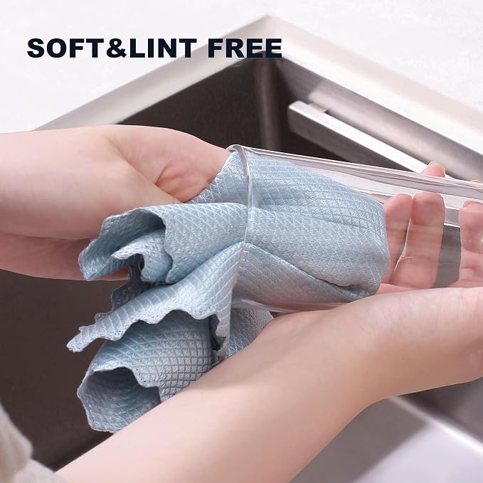 JOYMOOP Fish Scale Streak Free Magic Glass Window Cleaning Cloth, Microfiber Cleaning Cloth, Reusable Absorbent Shiny Wipes, Microfiber Towels, Lint Free Dish Drying Polishing Towels, 5 pcs - Image 4