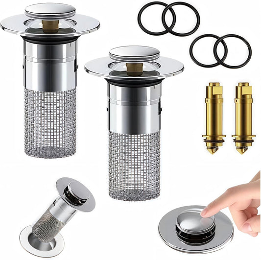 Bathroom Sink Stopper, pop-up Sink Drain Strainer, with Detachable Stainless Steel Sink Strainer Hair Catcher, Suitable for Bathroom Sink Replacement.