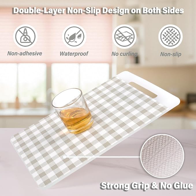 Drawer and Shelf Liners for Kitchen Cabinet,Non Slip Cabinet Liners for Shelves,Non-Adhesive Strong Grip Mats Protect Dresser Cupboard Liner,Shelf Paper-Green Grid 17.5" W x 354" L - Image 2