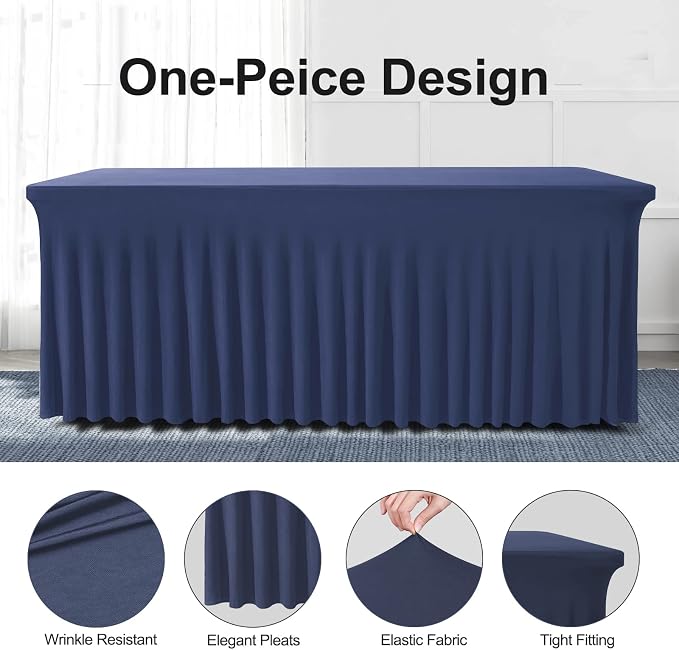 BDDC One-Piece Spandex Table Cloth Skirt for 6FT Rectangle Tables - Image 2
