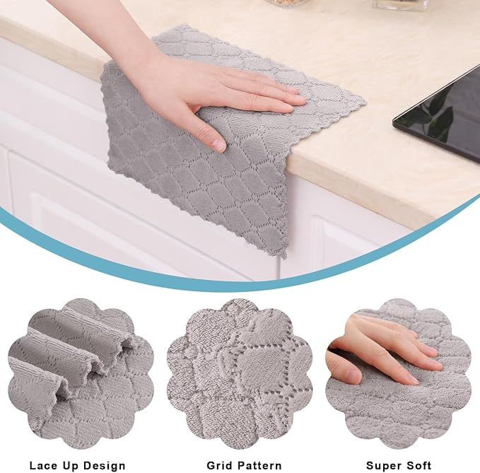 Homaxy 12 Pack Super Soft & Absorbent Dish Cloths, 10" x 10", Grey - Image 2