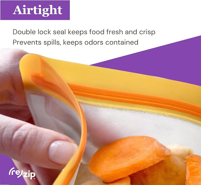 (re) zip Reusable Food Storage Bag Gift Kit, Leakproof, 8-Piece, Assorted | BPA-free, food grade, freezer-safe, airtight. A ready-to-give set of our best sizes - an easy, eco-friendly gift. - Image 3