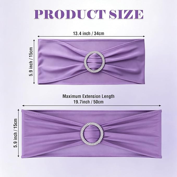 LEBENGURU Purple Stretch Chair Sashes 30pcs with Buckle Slider - Image 5