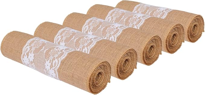 MDS 15 PCS 100% Natural Burlap Table Runners 12" x 108" with Lace, Rustic Farmhouse Country Vintage Boho Jute Runner for Wedding Reception Birthday Party Home Kitchen Dining Coffee Table Decoration - Image 5