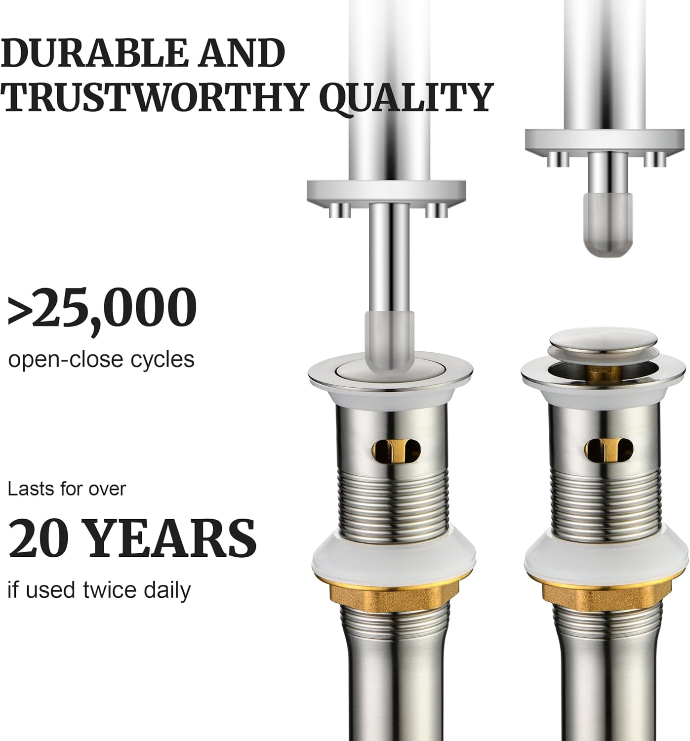 Pop up Sink Drain Stopper for Bathroom Vessel Vanity Sink Art Basin Brushed Nickel, Small Cap with Overflow, Metal Pop up Drain Strainer with Detachable Basket Stopper