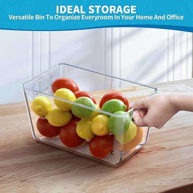 Clear Fridge Organizer Bins with Handles, 6 Pack Medium 10×6×5 Inch - Image 5