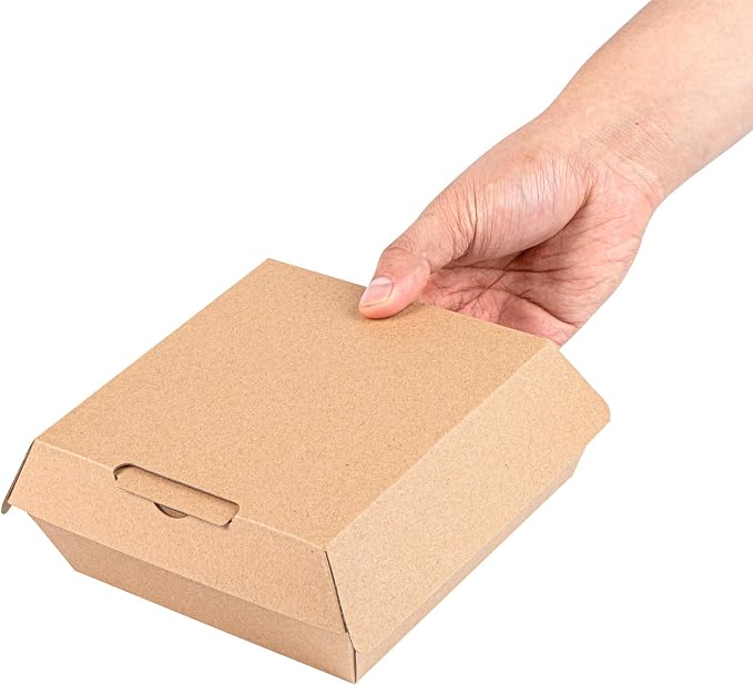 Restaurantware Square Kraft Paper Corrugated Clamshell Container, 100 Pack - Image 7