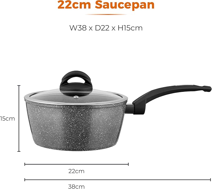 Tower Cerastone Saucepan with Easy Clean Non-Stick Ceramic Coating, 22 cm, Graphite - Image 10