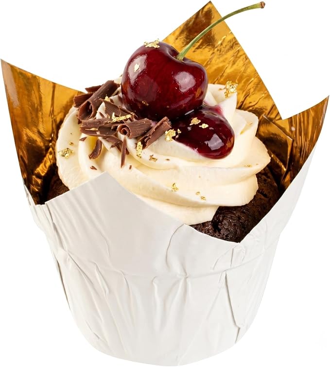 Restaurantware Cupcake Liners 50 Pack of 3.9 oz Foil Paper Baking Cups Oven-Safe Muffin Liners Disposable Greaseproof Ramekins Heavy-Duty for Appetizers and Cheesecakes by Restaurantware