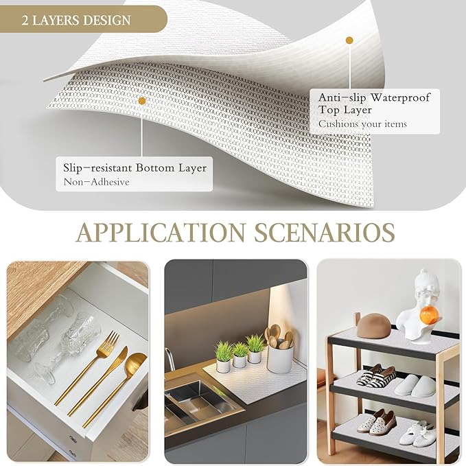 Beautysaid Shelf and Drawer Liner for Kitchen Cabinet Non Adhesive Non Slip - Image 3