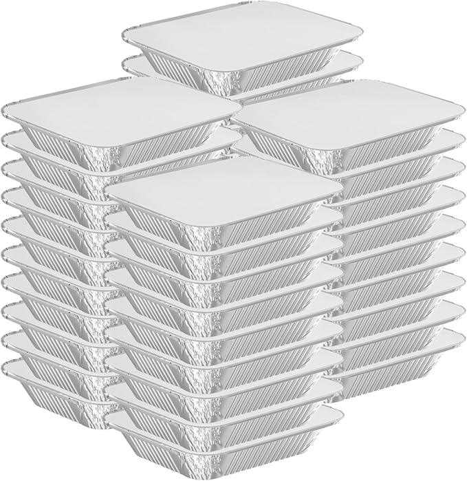 WANBAO 8.3"x6.2" 2.25LB Disposable Tin Foil Pans with Lids, 150 PACK | Aluminum Pans To Go Containers for Cooking, Baking, Catering Party Meal Prep, Take Out by WANBAO