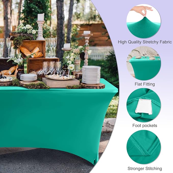 ABCCANOPY 6FT Spandex Table Cover, Stretch Fitted Tablecloth, Turquoise - Image 2
