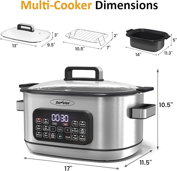Sunvivi 12-in-1 Programmable Slow Cooker 6.5QT with Timer & Keep Warm - Image 7