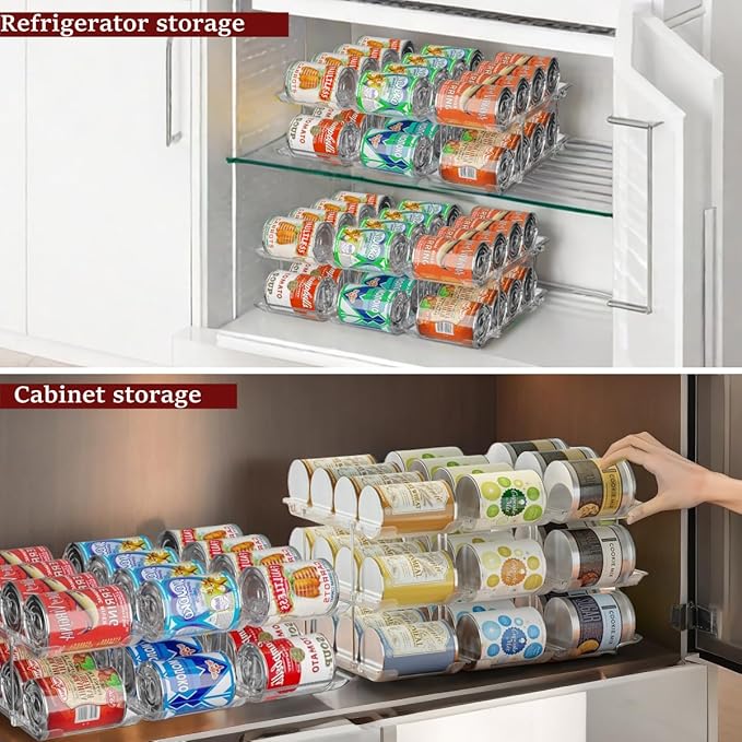 Can Organizer for Pantry, 3 Tier Rolling Can Storage Organizer Pantry | Automatic Rolling, Holds 36 Cans, Combinable Canned Food Organizer, Clear Soda Can Organizer, Fits Cabinets, Pantry & Fridge - Image 5