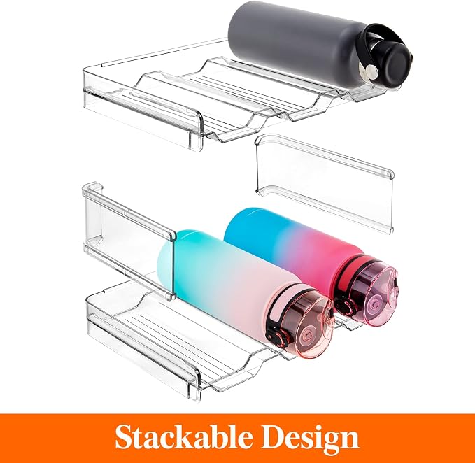 Lifewit 4 Tier Stackable Water Bottle Organizer for Cabinet, Plastic Bottle Holder Fits 12 Bottles/Tumblers up to 3.8" Diameter for Pantry/Countertop/Cupboard, 28 x 19 x 34 cm/11 × 7.5 × 13.4" - Image 4