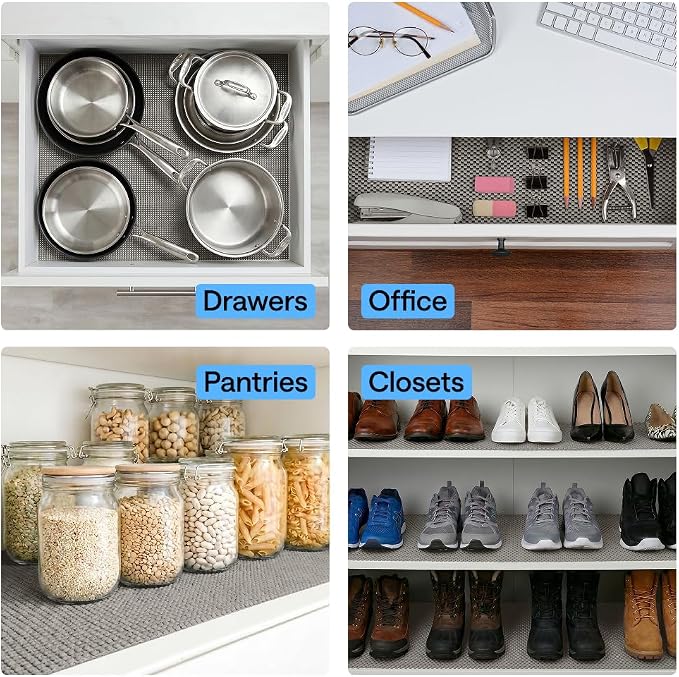 GORILLA GRIP powerGRIP Drawer Shelf and Cabinet Liner, 17.5" x20', Gray - Image 9