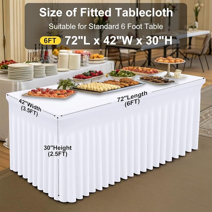 Smiry Spandex Elastic Fitted Table Cloth Skirt for 6FT Rectangle Table - Image 3