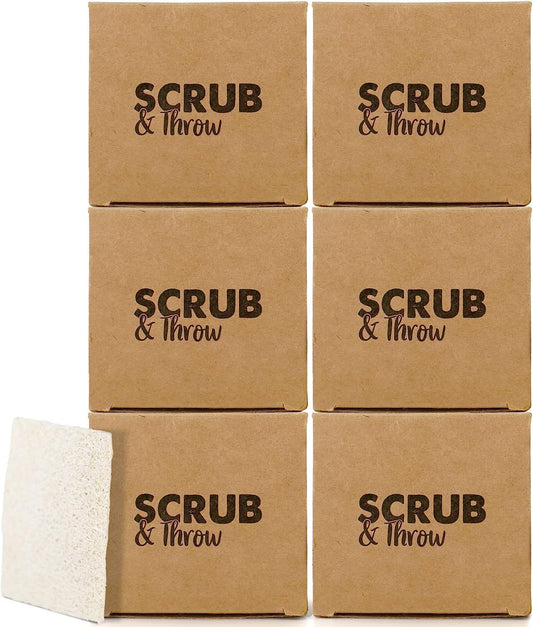 Scrub & Throw Natural Loofah Sponges, Multipurpose Dish Cleaning Tools (Pack of 180) for Kitchen, Bathroom, and Household Use - Non-Scratch