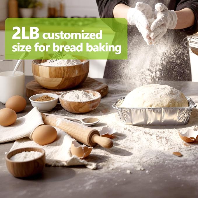 UBeesize 2Lb Thicker & Heavy Duty Disposable Aluminum Loaf Pans, 50 Pack Ultra Sturdy 8.5 x 4.5 Foil Bread Pans for Baking Banana Bread, Cakes, Meatloaf & Food Storage - Image 7