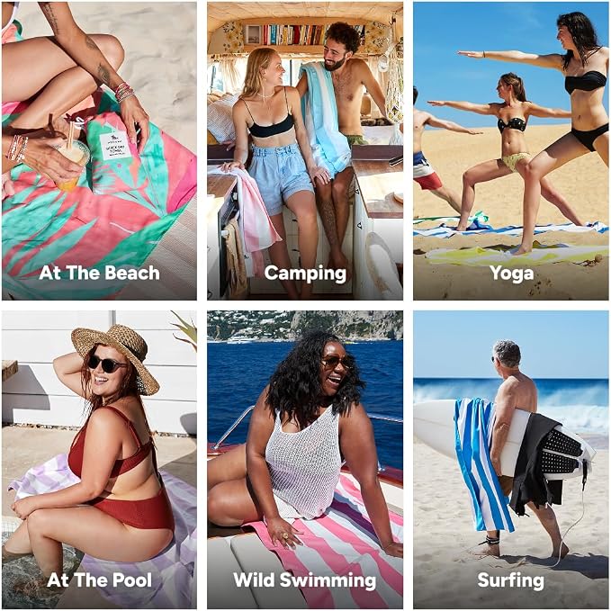 Dock & Bay Beach Towel - Quick Dry, Sand Free - Compact, Lightweight - 100% Recycled - Includes Bag - Hot Tropics - Large (160x90cm, 63x35) - Image 4