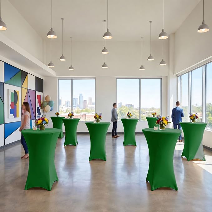 Cocktail Table Covers-Spandex Round High Top Table Cloths Party Green - Image 6