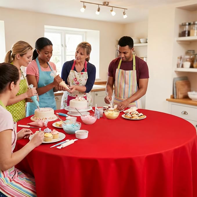 8 Packs 120 Inch Red Round Tablecloth - Image 3