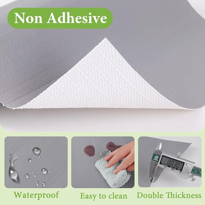 Shelf Liners for Kitchen Cabinets 23.6in x 30FT Non Adhesive Drawer Liner Grey Thickened Shelf Liner Paper Strong Non-Slip Easy to Clean for Tool Box Refrigerator with Knife and Tape Measure - Image 6