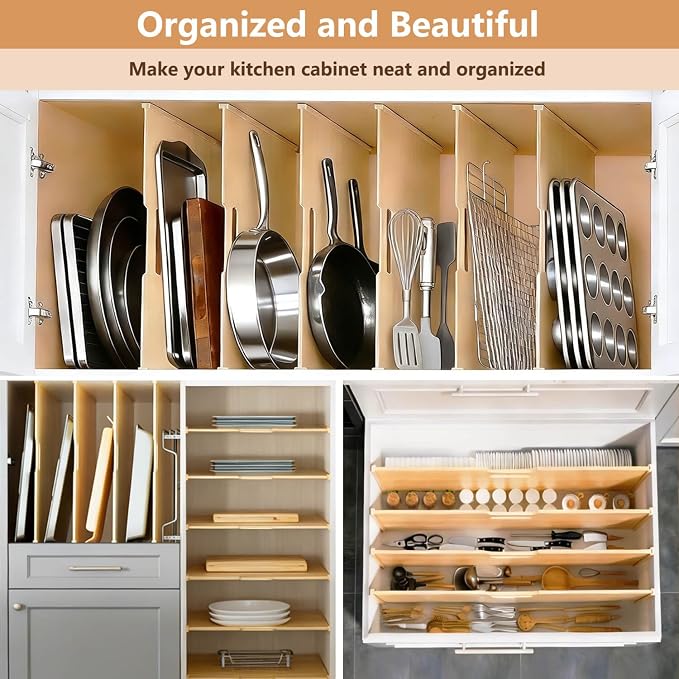 Celestite Wooden Baking Sheet Organizer for Cabinet, Baking Tray Organizer, Cookie Sheet Organizer for Cabinet Kitchen Storage Organization Accessories - Image 6