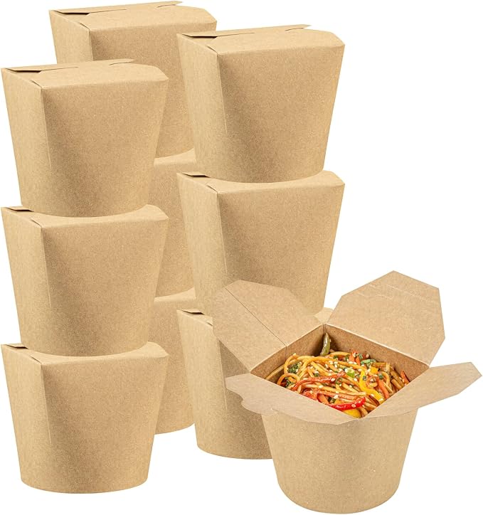 Restaurantware 26 oz Round Kraft Paper Noodle Take Out Container, 200 Pack by Restaurantware