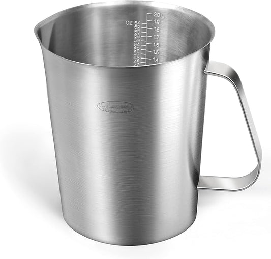 Measuring Cup, [Upgraded, 3 Measurement Scales, Including Cup Scale, ML Scale, Ounce Scale], Newness Stainless Steel Measuring Cup with Marking with Handle, 64 Ounces (2.0 Liter, 8 Cup) by Newness