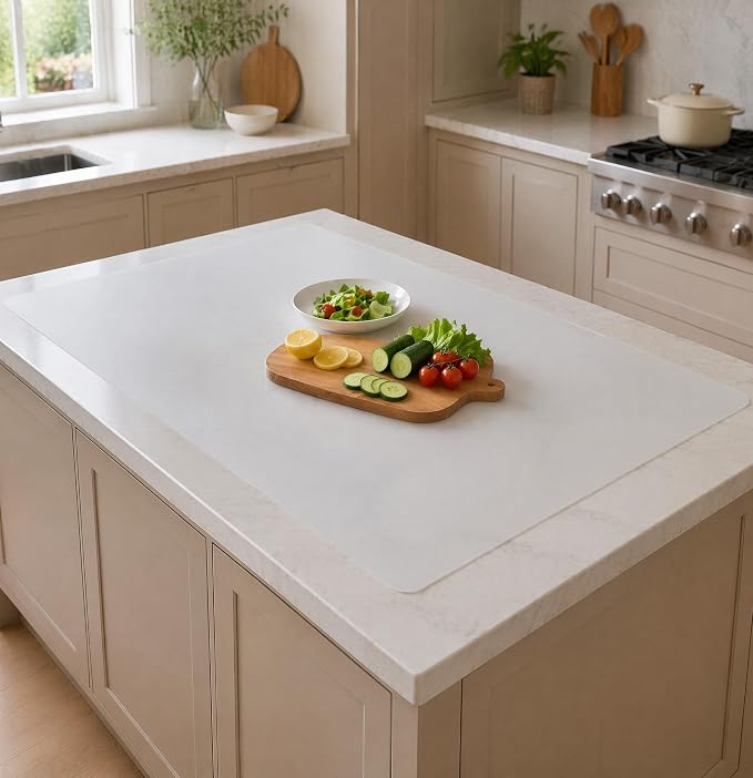 2MM Thick Silicone Countertop Mat, 35.4"x 23.6" Silicone Mats for Kitchen Counter, Nonslip Heat Resistant Mat, Large Kitchen Counter Mats, Waterproof Countertop Protector, Semitransparent by WelcometoULTIBE