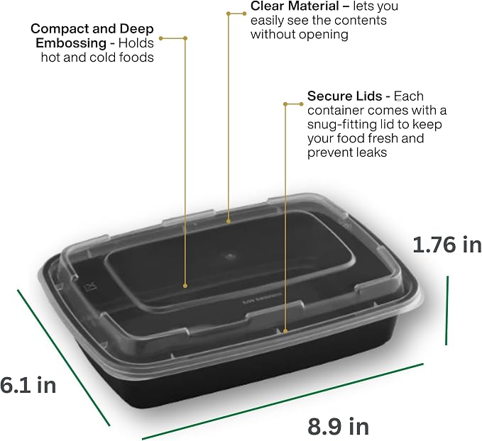 Meal Prep Containers [15 Pack] Rectangular Food Storage Containers with Lids, Bento Box, BPA Free, Stackable, Microwave/Dishwasher/Freezer Safe To Go Food Containers for Meal Prep (28 oz) - Image 6