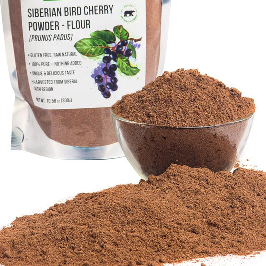 Authentic Siberian Bird Cherry Powder (Flour), Gluten free, Raw Natural 300gr/10.58oz Altai Region Wild Harvested