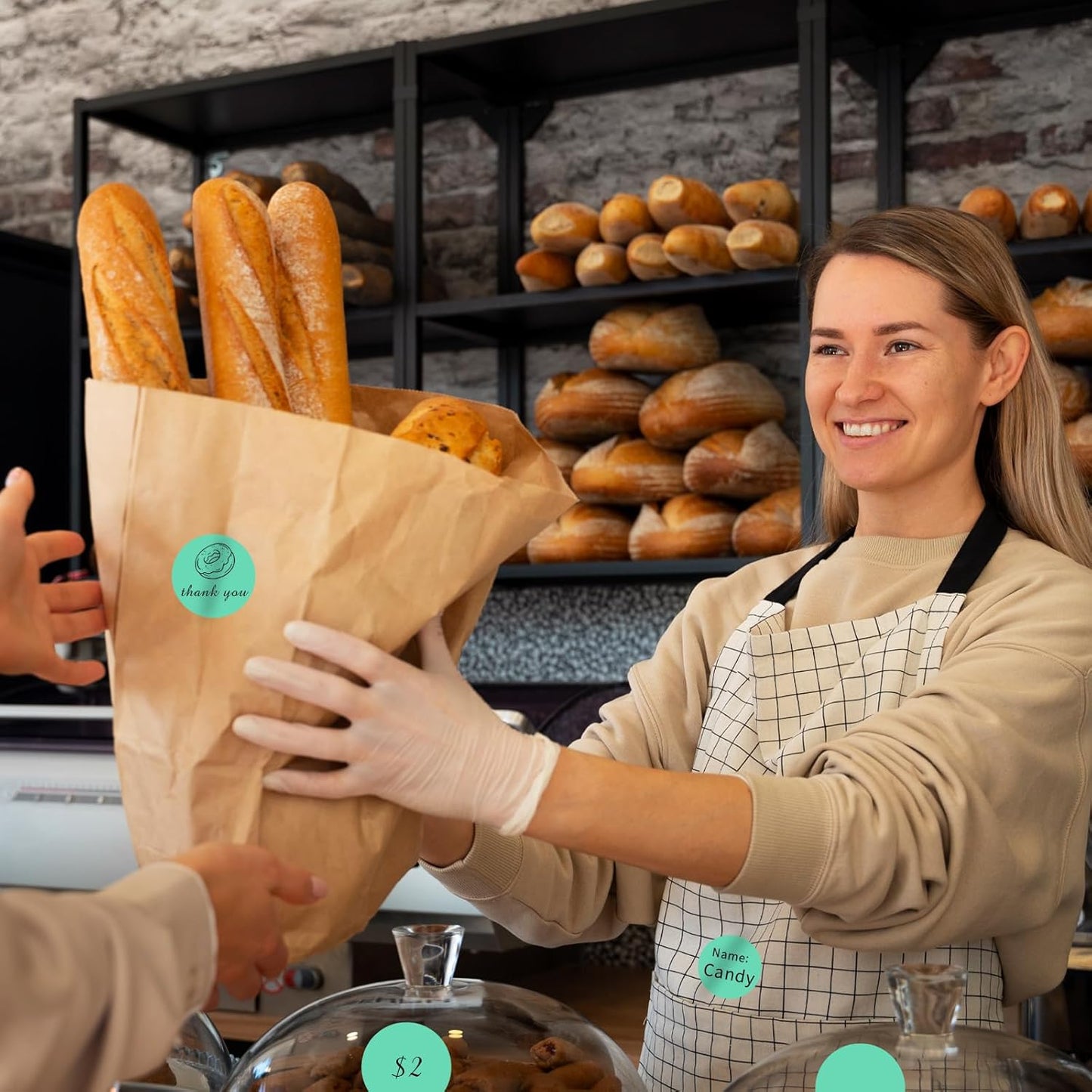 starboling Thermal Labels,2 Inch Cyan Round Thermal Printer Stickers,Self-Adhesive Round Direct Thermal Labels,Thermal Stickers for DIY Logo Design,Name Tag (500/Roll）