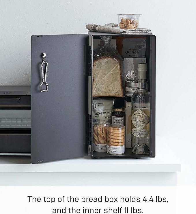 YAMAZAKI Home Tower Bread Box Keeper Holder Container, Metal Bread Holder Saver, Slim Space Saving Counter Storage - Steel - Image 6