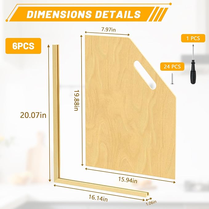 4 Pack Wood Tray Dividers For Cabinets, Adjustable Vertical Cookie Sheet Organizer for cabinet, Tray Dividers Organizer For Pots, Cutting Board, Pans, Lids, Baking Sheets And More - Image 3