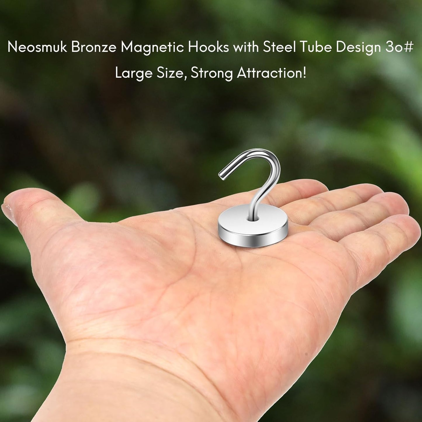 Neosmuk Magnetic Hooks Large Opening, Cruise Ship Essentials, 80lb+ Heavy Duty Magnetic Hooks for Cruise Cabins, Refrigerator, Grill, Hanging, and Travel | Extra Strong Must-Haves Magnet Hook,Silver