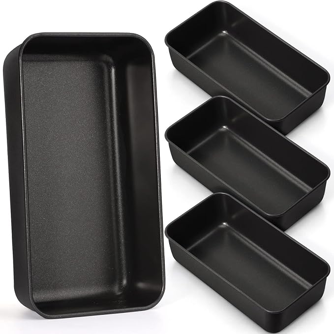 LIANYU 4 Pack Nonstick Loaf Bread Pan for Baking, 9x5 Inch Bread Loaf Baking Pan, Stainless Steel Meatloaf Pan Tin for Homemade, Dishwasher Safe by LIANYU